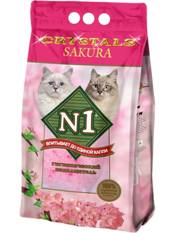 Наполнитель силикагелевый для кошачьего туалета N1 Crystals Sakura, 2 кг (5 л)