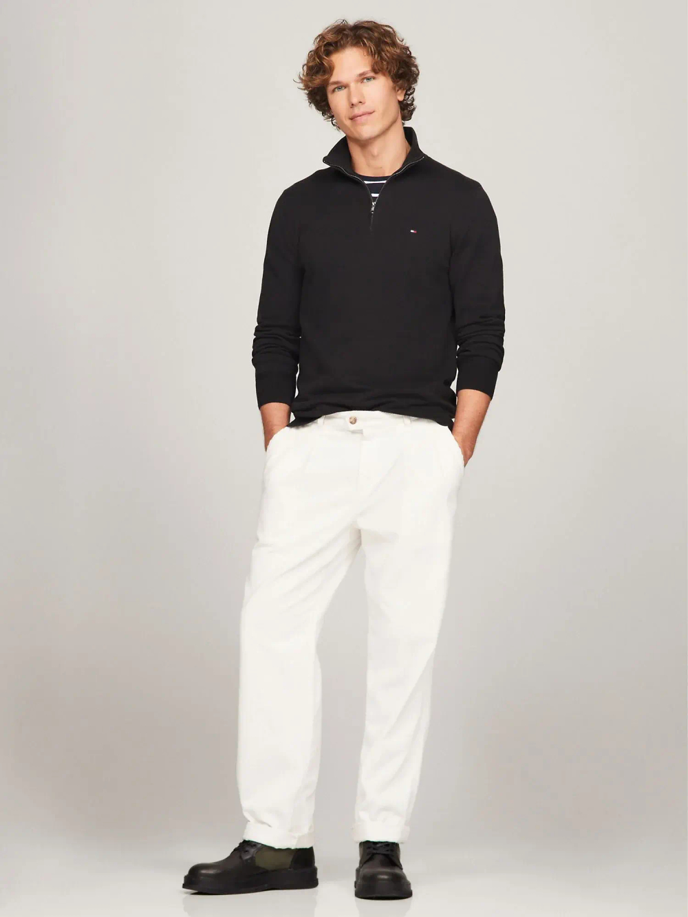 Свитер Tommy Hilfiger Solid Logo Quater-Zip Black
