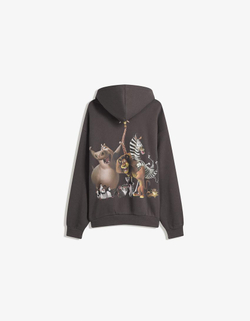 BERSHKA Толстовка с принтом Madagascar, темно-серый