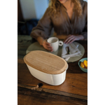 Хлебница с бамбуковой крышкой tierra, 31,5х16,4х12,9 см, молочная