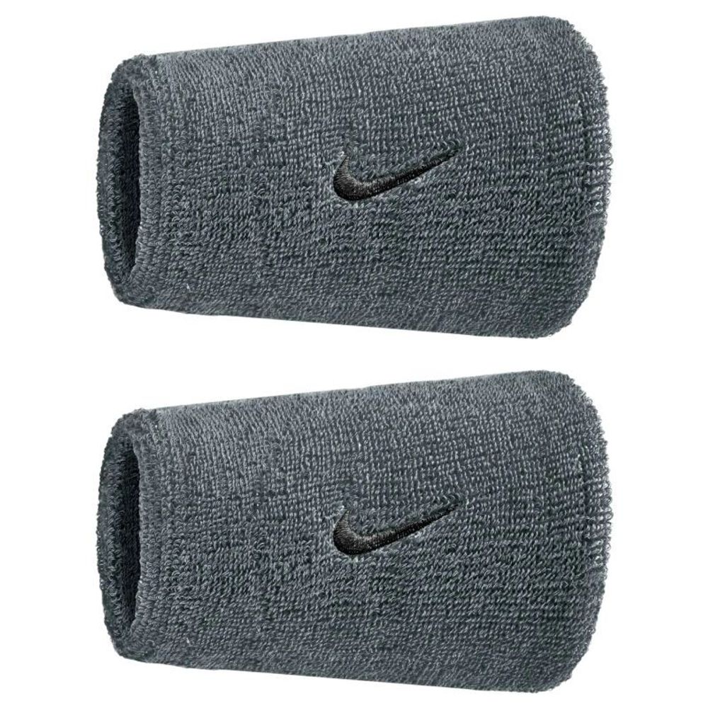 Напульсник теннисный Nike Swoosh Double-Wide 2P - cool grey/black