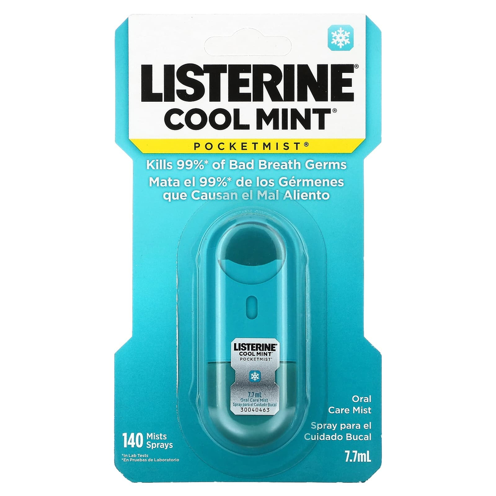 Listerine, Карманный спрей, холодная мята, 140 спреев, 7,7 мл