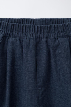 ZARA БРЮКИ BALLOON ИЗ ЛЬНА, ИНДИГО