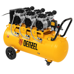 Компрессор безмасляный, малошумный DLS 2250/100, 2250 Вт, 3x750, 100 л, 410 л/мин блок управления/ Denzel