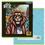 Тетрадь 48л., А5, клетка, Alingar "Go for it", скрепка, мелованный картон (стандарт), блок офсет, 4 дизайна в пленке т/у