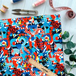 Ткань премиум шелк искусственный Армани графические мотивы