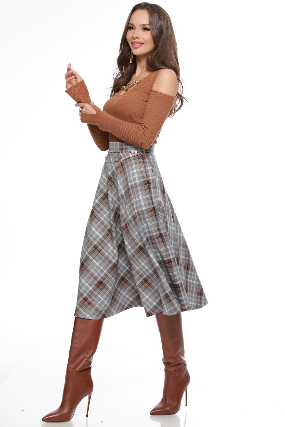 Юбка расклешенная в клетку DStrend (Акция)