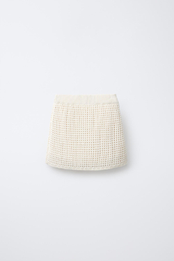 ZARA ТРИКОТАЖНАЯ ЮБКА С НАШИВКАМИ «МОРСКИЕ МОТИВЫ», ЭКРЮ