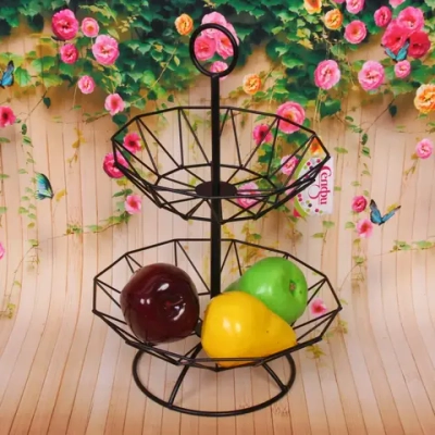 Фруктовница «Brownie» 2 яруса (19*24*36см) лучик черная