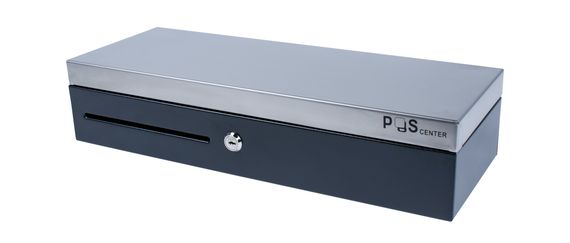 Денежный ящик POScenter 460KS 460x170x100, распайка &quot;Epson/АТОЛ, без датчика открытой крышки&quot;, черный с нерж. крышкой, 3.0 м кабель