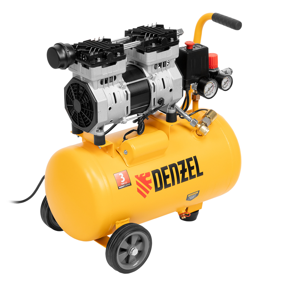 Компрессор DLS950/24 безмаслянный малошумный 950 Вт, 165 л/мин,ресивер 24 л// Denzel