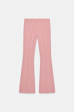 ZARA БРЮКИ FLARE С БОКОВЫМИ ШВАМИ, РОЗОВЫЙ