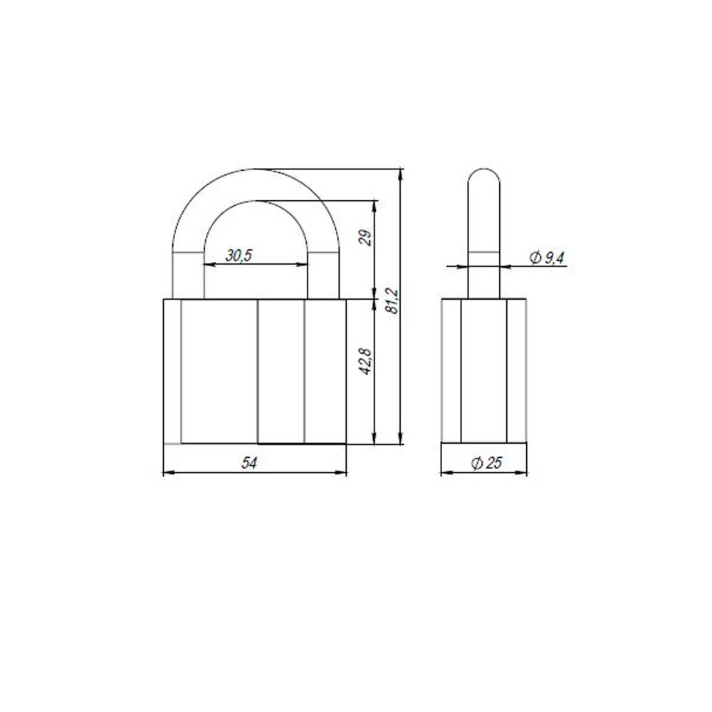 Замок навесной PD-4060 (PD-40-60) 3 fin key /коробка