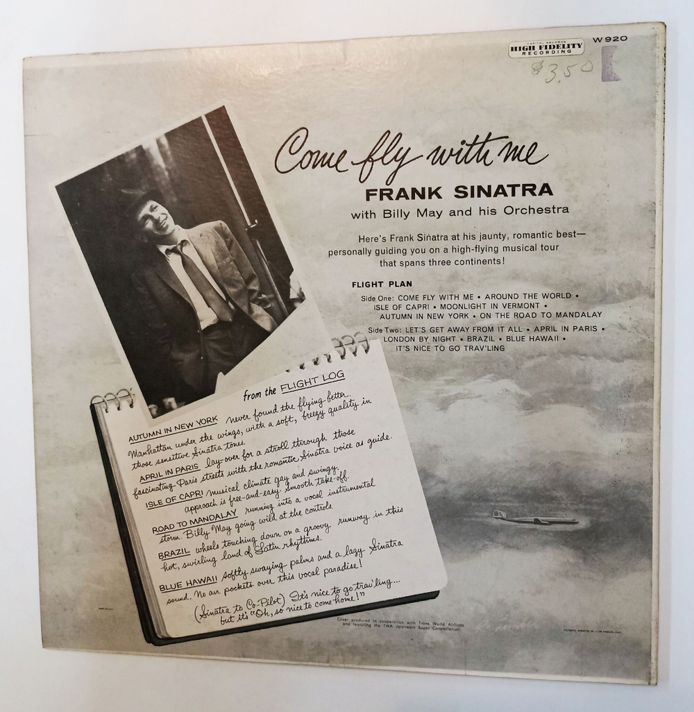Винтажная виниловая пластинка LP Frank Sinatra Come Fly With Me (USA 1958) 1 press