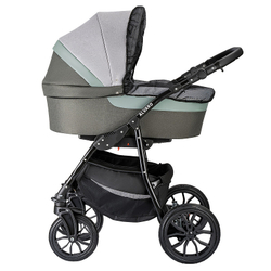 Детская коляска Alis Alvaro 2 в 1 Al 10 т.серый+св.серый+шалфей кожа