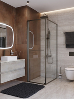 Душевой уголок Cezares LUX-AH-FS-1-70/80-C-GM, 70х80х195, профиль оружейная сталь, стекло прозрачное