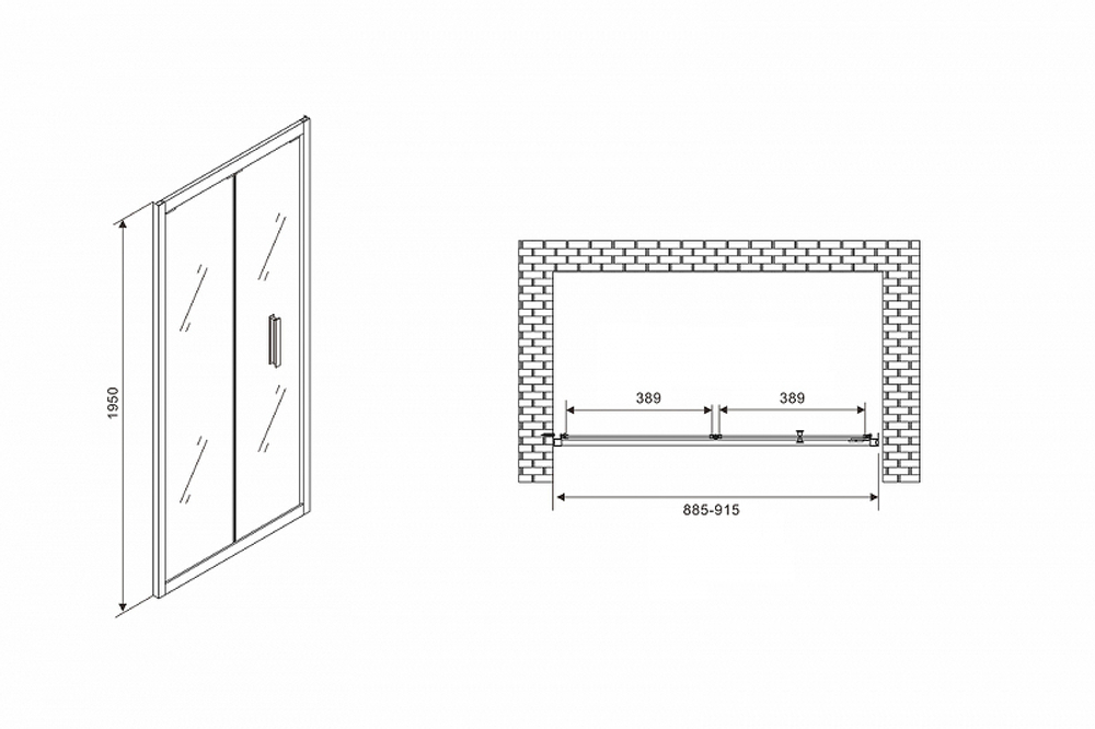 Душевая дверь Abber Sonnenstrand 90 AG07090B профиль Черный стекло прозрачное