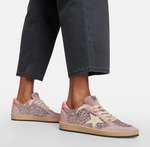 Кеды Golden Goose Ball Star glitter suede sneakers pink