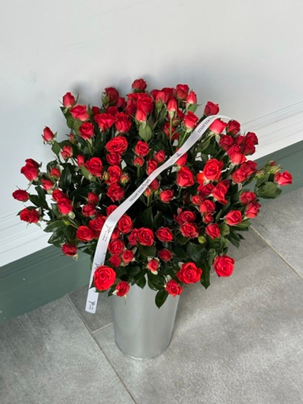 Кустовая роза в красном оттенке