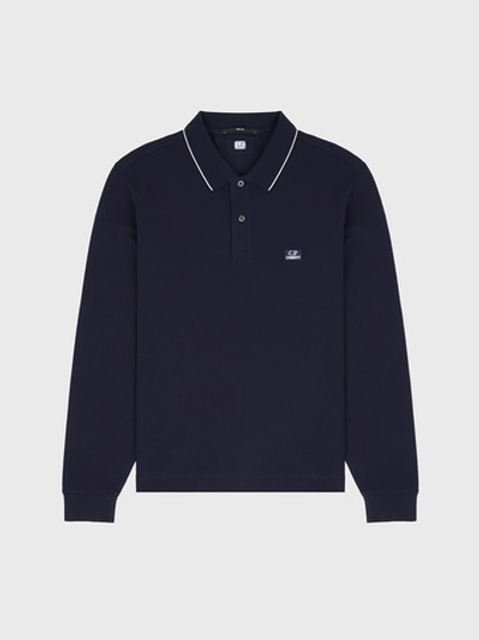 Поло с длинным рукавом C.P. Company Stretch Piquet Line Slim Navy