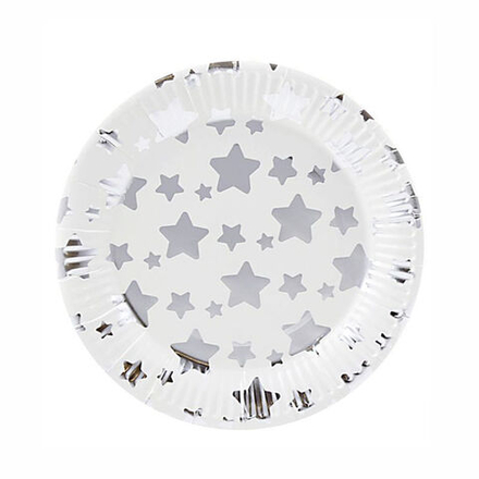 Тарелки "Звезды Серебряные" с серебряной печатью 18 см