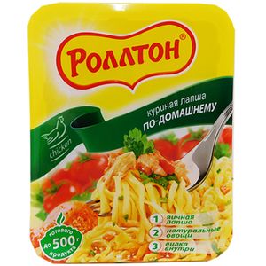 ЛАПША БЫСТРОГО ПРИГОТОВЛЕНИЯ ЯИЧНАЯ СО ВКУСОМ КУРИЦЫ 90ГР РОЛЛТОН