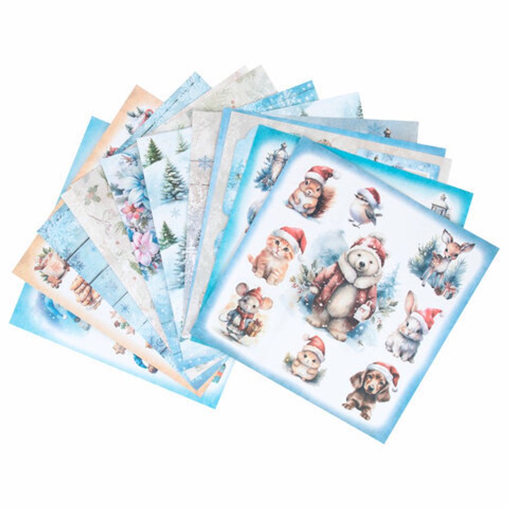 Бумага для скрапбукинга 30х30 см "Новогодний дизайн", двусторонняя, 12 листов, 180 г/м2, ОСТРОВ СОКРОВИЩ, 665438