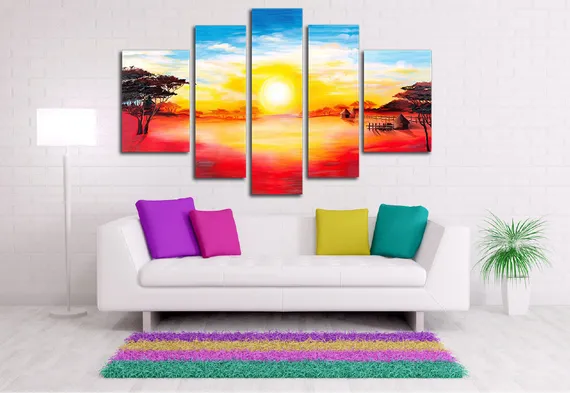 Модульная картина "Радужный пейзаж"