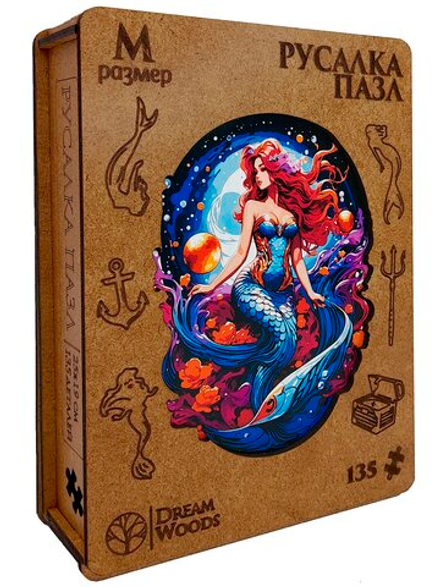 Пазлы деревянные 135 элемента 250*190мм "Русалка"