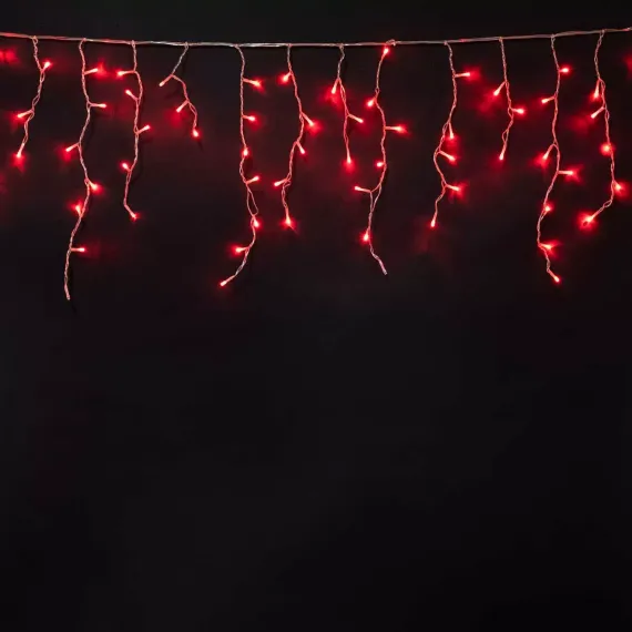 Светодиодная бахрома мерцающая 3,1*0,5 м, 220V., 150 красных LED ламп, соединяемая, прозрачный ПВХ, Beauty Led (PIL150BL-10-2R)