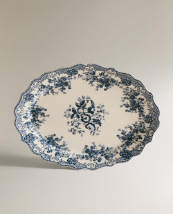 Zara Home блюдо сервировочное из фаянса, цвет синий, 40 см