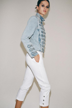 ZARA ДЖИНСЫ КАПРИ СО СРЕДНЕЙ ПОСАДКОЙ — ZW COLLECTION, БЕЛЫЙ