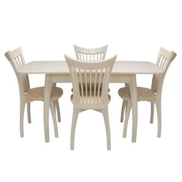 Обеденная группа Leset стол Шервуд 1Р и стулья Орегон Слоновая кость