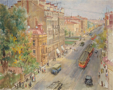 "Кировский проспект", Петров-Водкин К. С. картина для интерьера (репродукция)