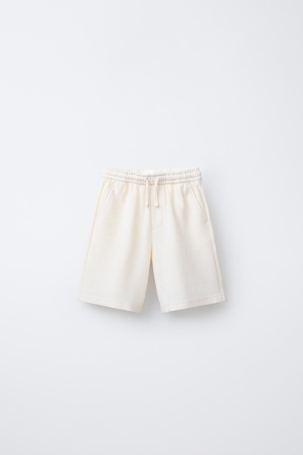 ZARA ШОРТЫ-БЕРМУДЫ ИЗ МАХРОВОЙ ТКАНИ В СТИЛЕ РУСТИК, ЭКРЮ