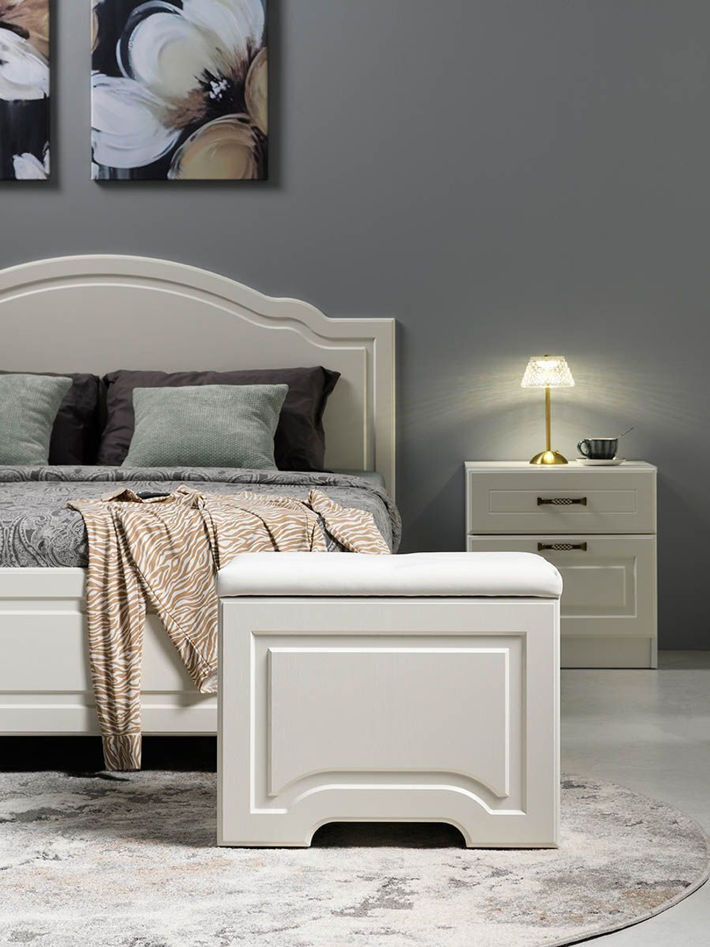 Ливерпуль Пуф 14.02 Белый/Ясень ваниль/кз.Белый