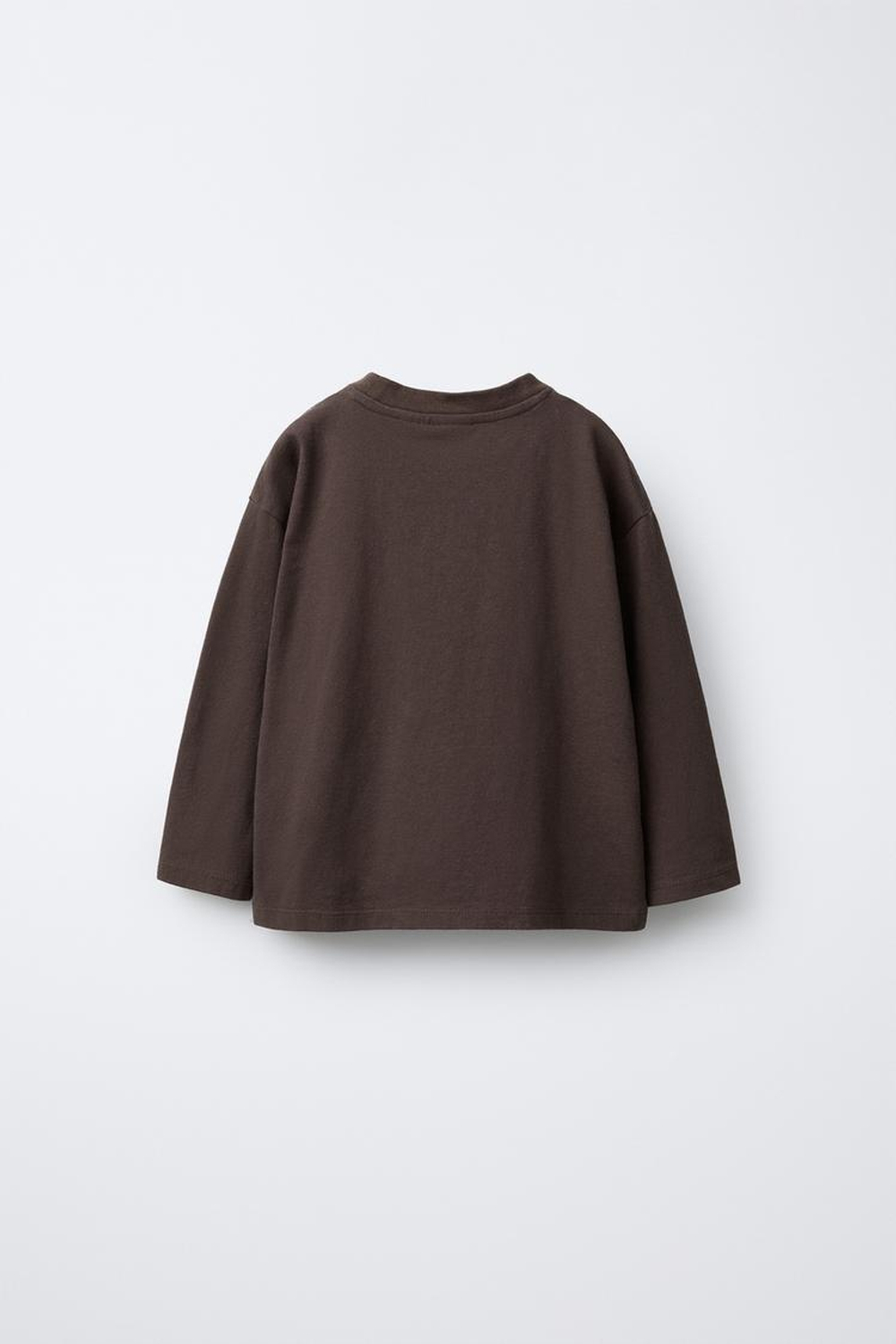 ZARA ЛОНГСЛИВ С НАШИВКОЙ «КАПИБАРА» ИЗ МАХРОВОЙ ТКАНИ, КОРИЧНЕВЫЙ