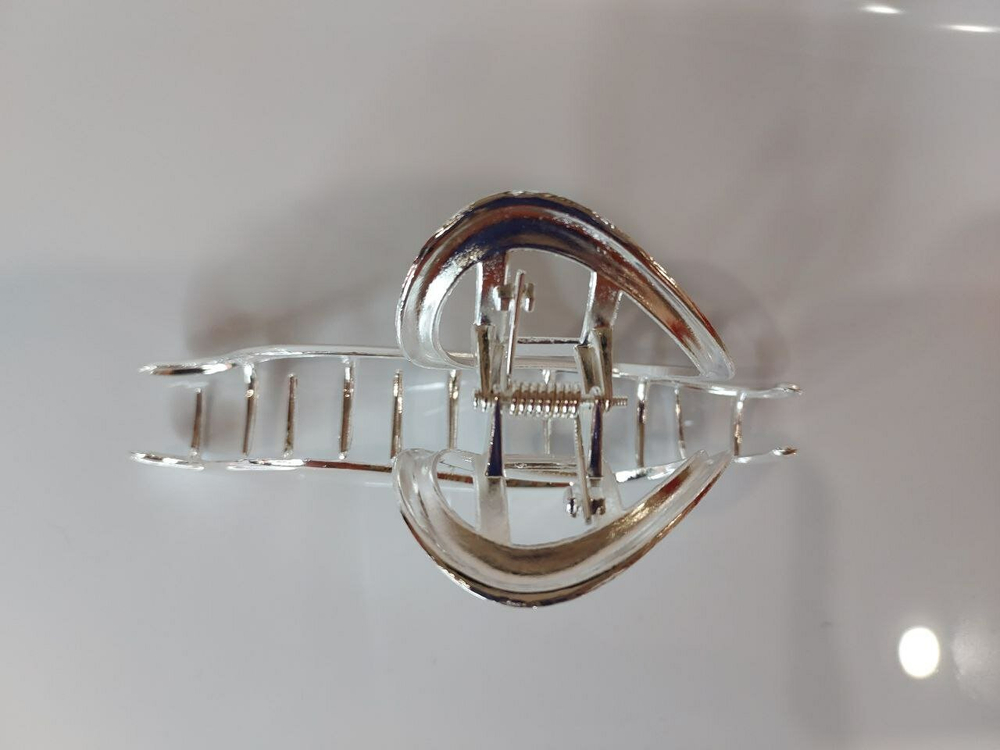 Заколка-краб. Краб  "Петля".  Для всех типов волос. Заколка металлическая Усиленная. Цвет "Серебро"