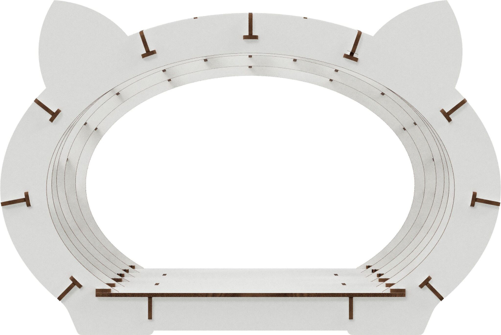 Домик для домашних животных, лежанка с мехом EWA "Кошкин дом" белый каркас-черный мех