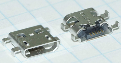 Разъем micro USB 5 pin для планшета, смартфона, посадка в плату, 4 крепления в плату, MUSB005