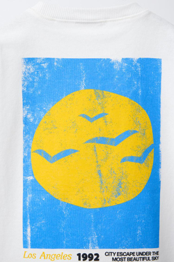 ZARA ФУТБОЛКА С НАШИВКОЙ, БЕЛЫЙ