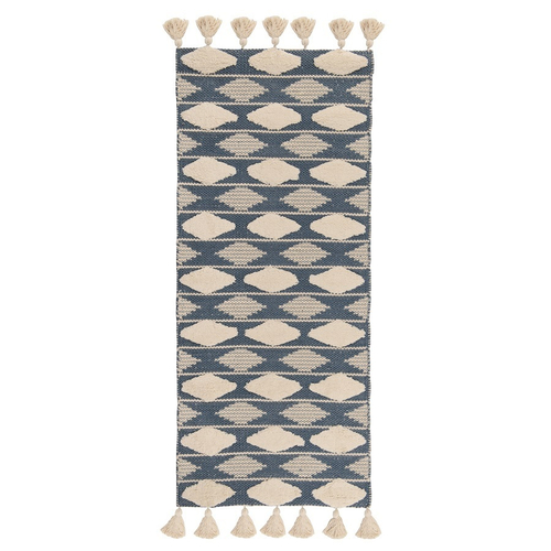 Ковер из хлопка синего цвета Argyle Ethnic 70х160 см