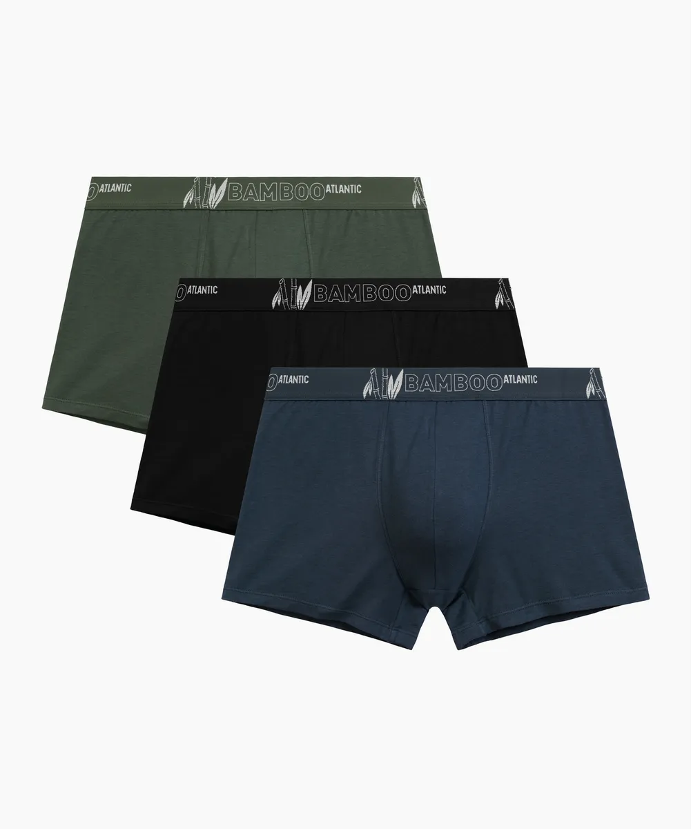 Мужские трусы шорты Atlantic, набор из 3 шт., бамбук, зелёные, чёрные, сине-зелёные, 3MH-231