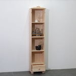 Стеллаж 3 полки Бритта из массива сосны с ящиком, 40х32х182 см, в натуральной отделке