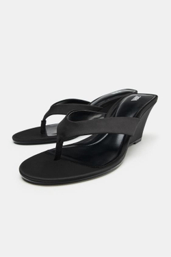 ZARA БОСОНОЖКИ НА ТАНКЕТКЕ, ЧЕРНЫЙ