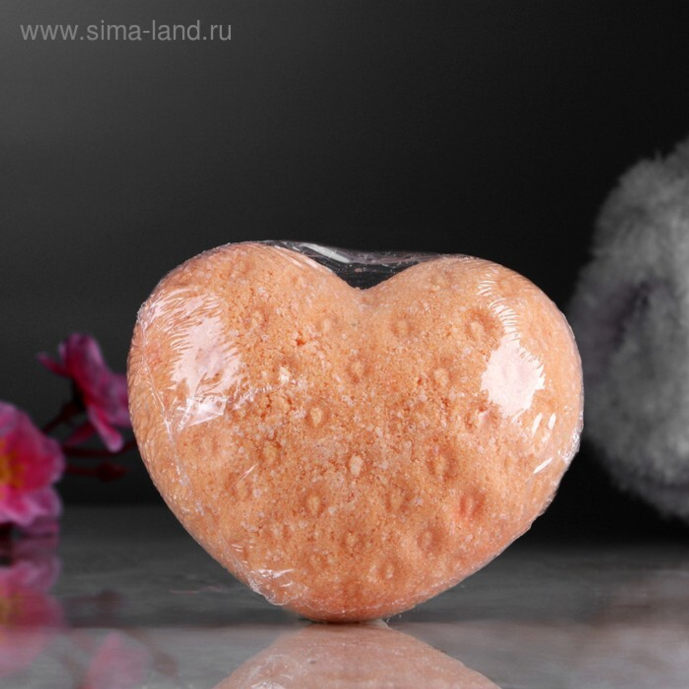 4760650 Шипучая бомбочка "Сердце" с ароматом апельсина, оранжевая