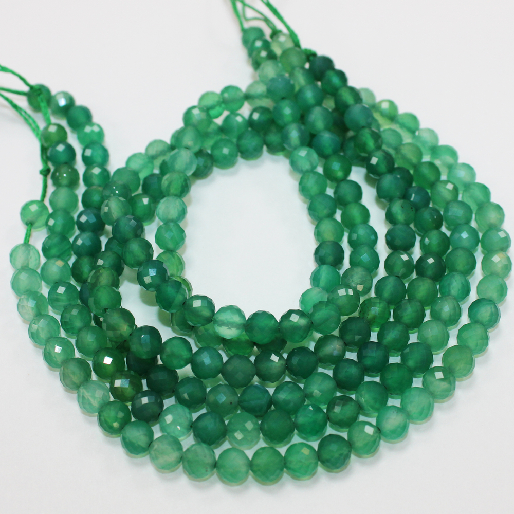 Агат зеленый юв. огранка бусины 5,5 мм 3мм 4мм