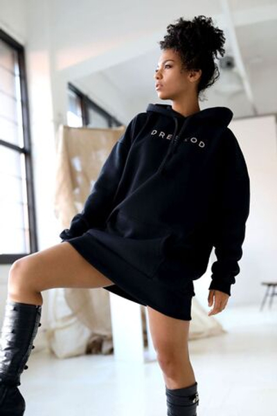 Платье-худи oversize с капюшоном (Размер: XS-S) (Цвет: черный)