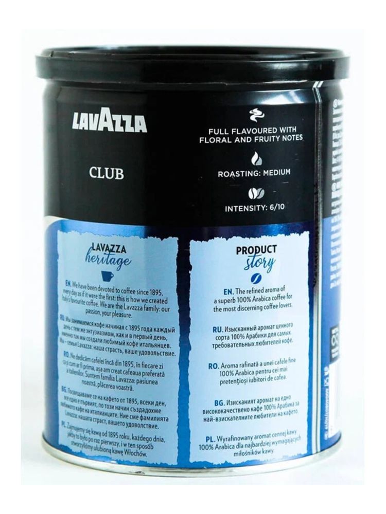 Кофе молотый Lavazza Club жестяная банка, 250 г 4 шт