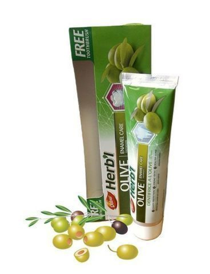 Зубная паста Dabur Herb'l Olive экстракт Олив (бережное отбеливание) + зубная щетка 150 г